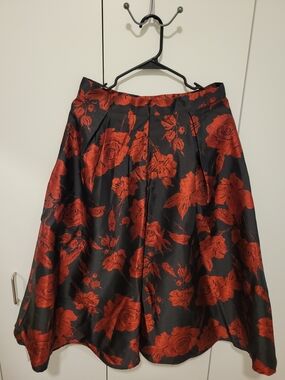 Chicwish Black Skirt with Red Floral Jacquard NWT